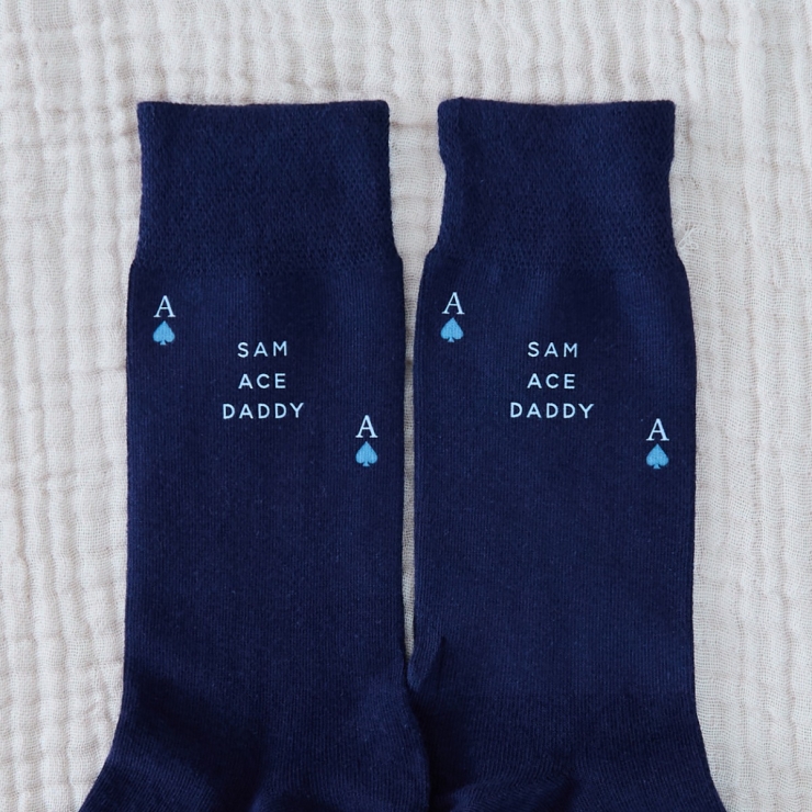 Personalised Father's Day Ace Navy Socks