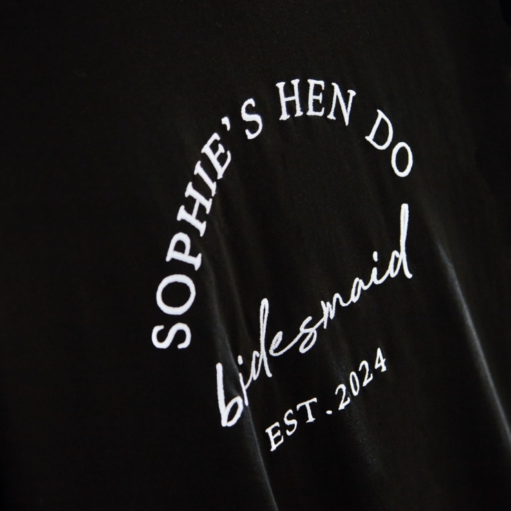 Personalised Black Hen Do T-Shirt
