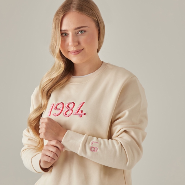 Personalised Women's Cream Retro Birth Year Sweatshirt 