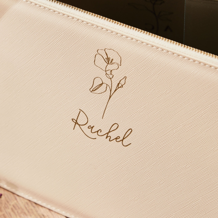 Personalised Oyster Birth Flower Name Pouch
