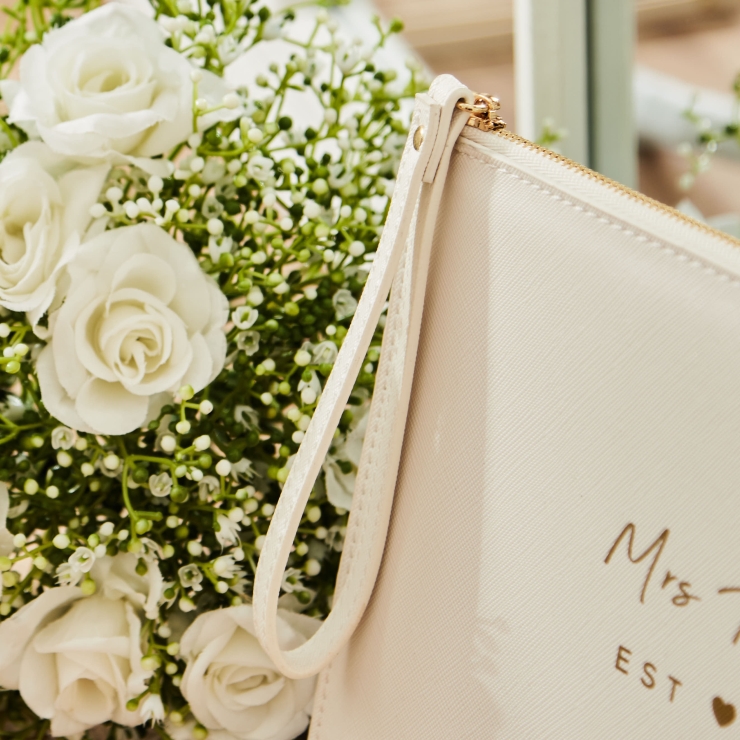 Personalised White Bridal Pouch