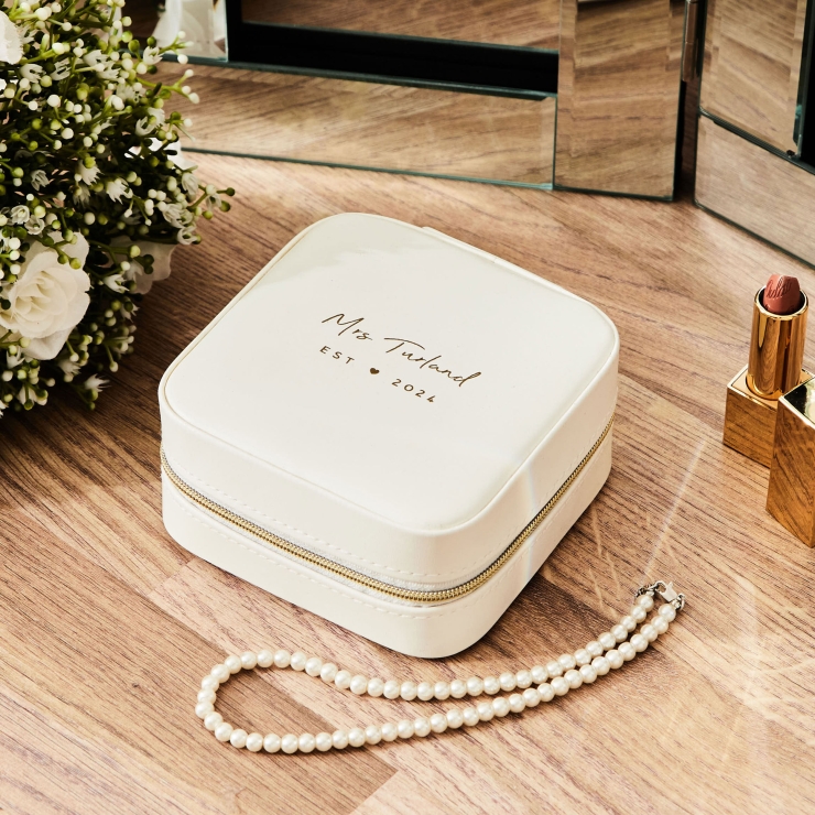 Personalised White Bridal Jewellery Box