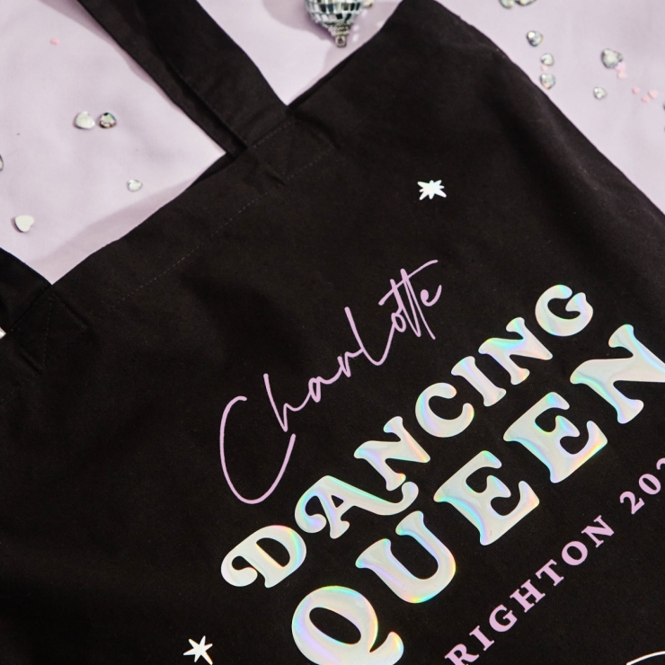 Personalised Dancing Queen Black Tote Bag
