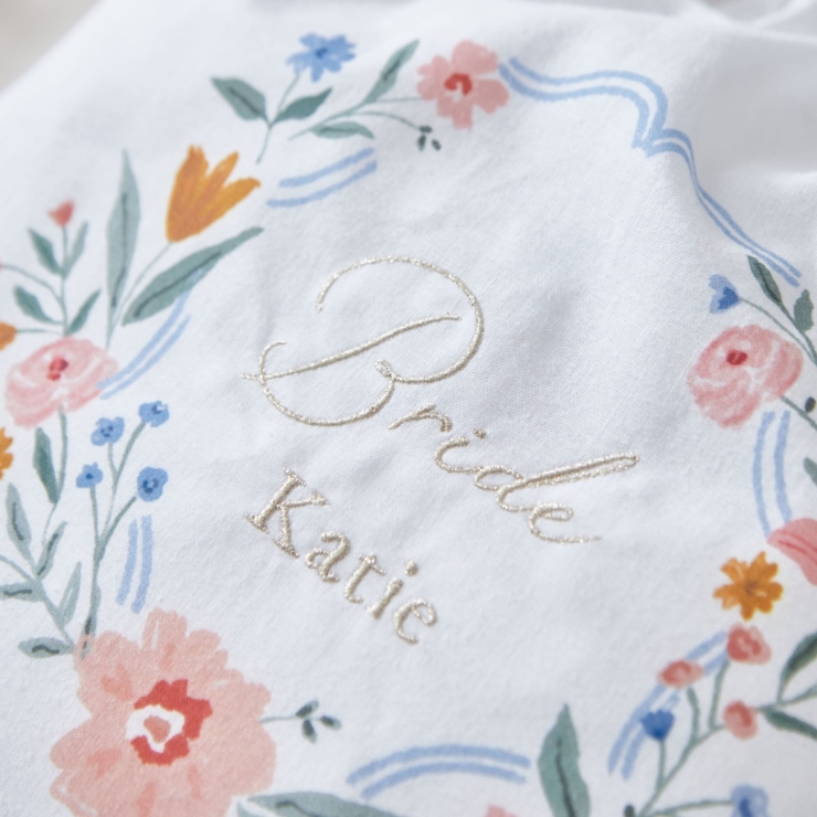 Personalised Wildflower Wedding Embroidered Keepsake Drawstring Bag