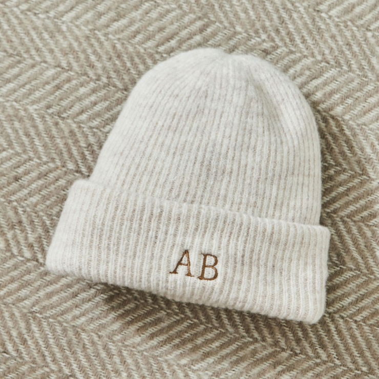 Personalised Almond Initial Beanie 