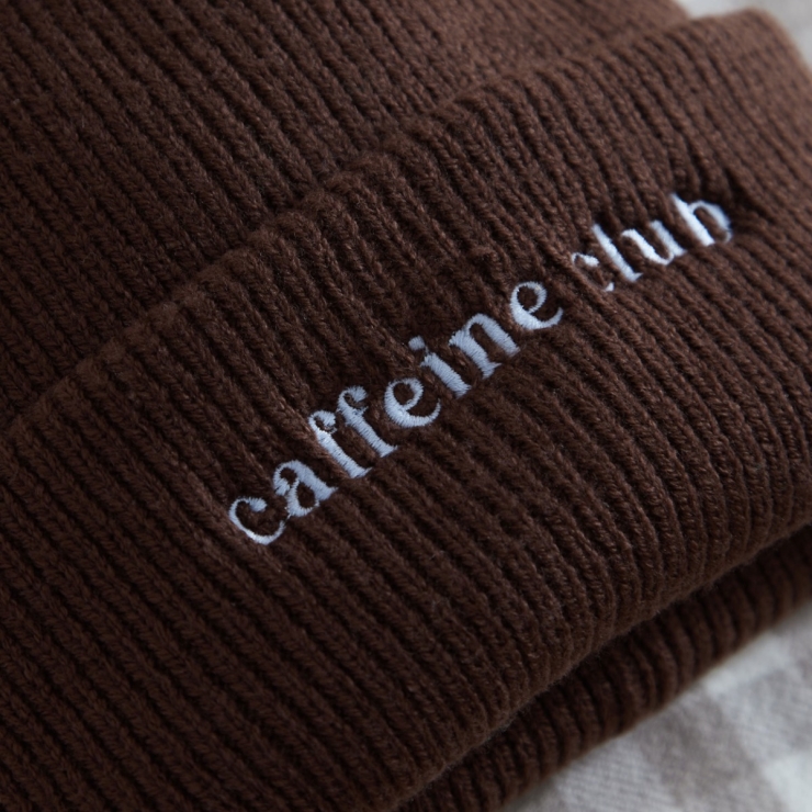 Personalised Walnut Brown Beanie Hat with Customisable slogan