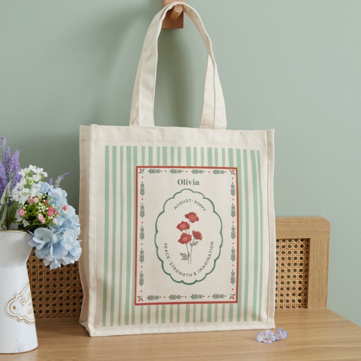 Personalised Birth Flower Tote Bag