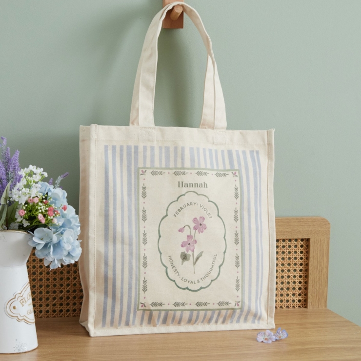 Personalised Birth Flower Tote Bag