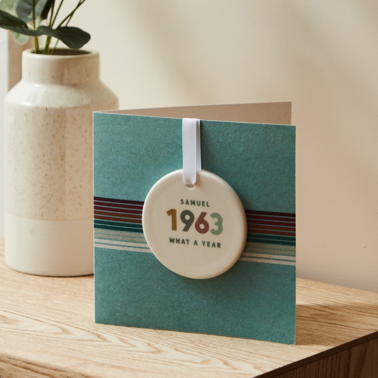 Personalised What a Year Retro Ceramic Decoration by Made Yours