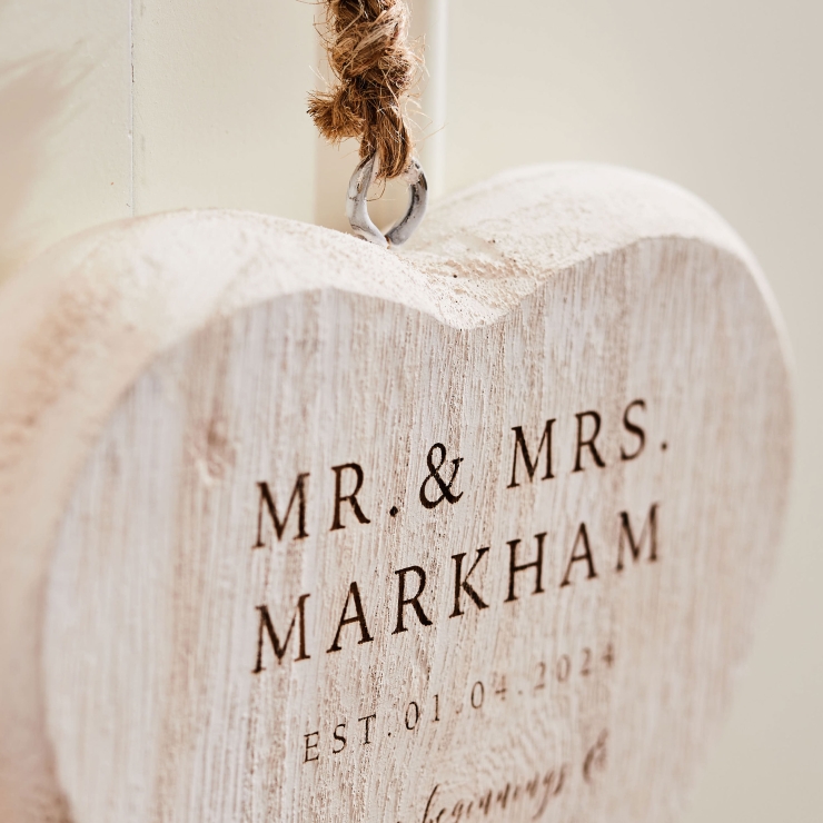 Personalised Wedding Date Wooden Hanging Heart