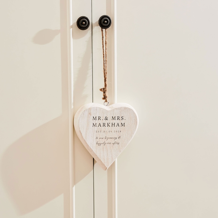 Personalised Wedding Date Wooden Hanging Heart