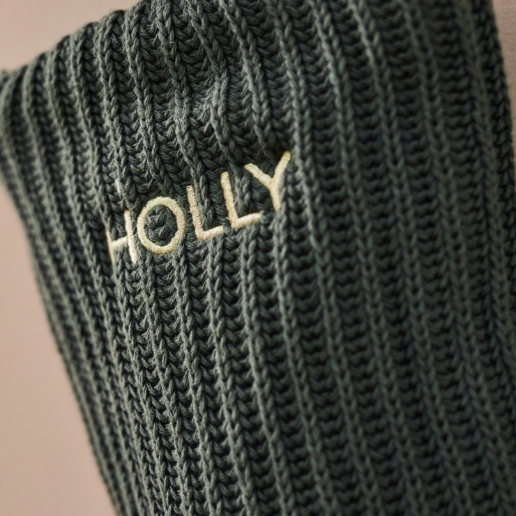 Personalised Knitted Green Bold Font Stocking 