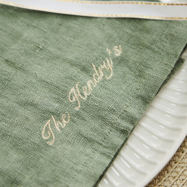 Personalised Rosemary Linen Napkin in Script Font by Made Yours