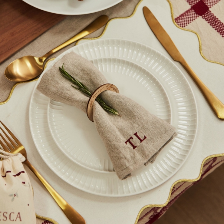Personalised Natural Initial Linen Napkins