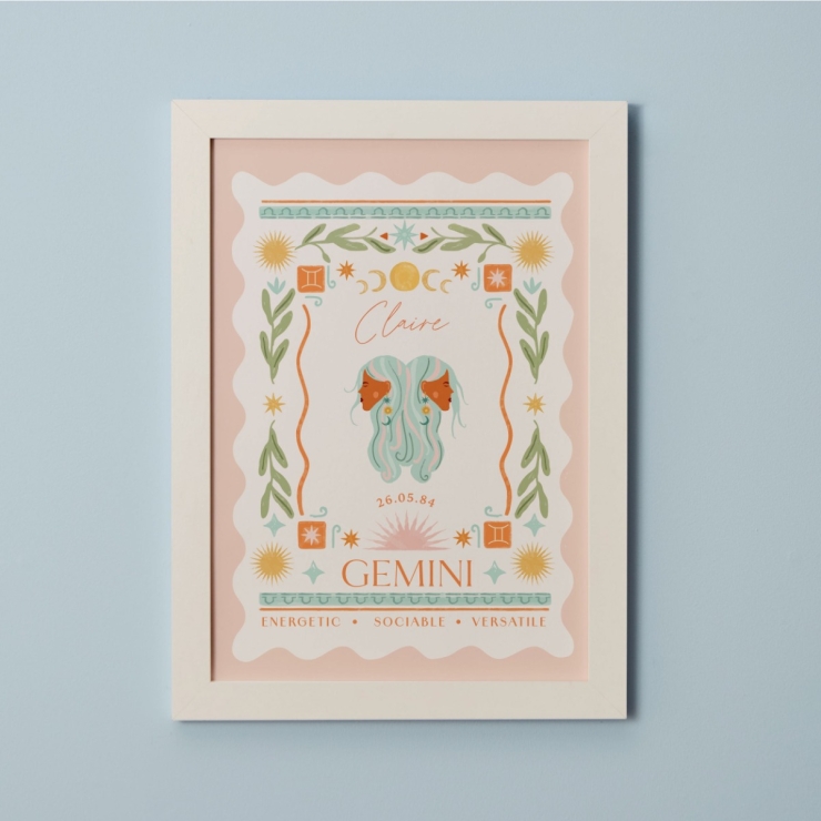 Personalised Zodiac Sign Framed Wall Print