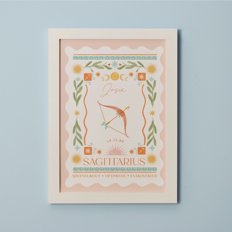 Personalised Zodiac Sign Framed Wall Print