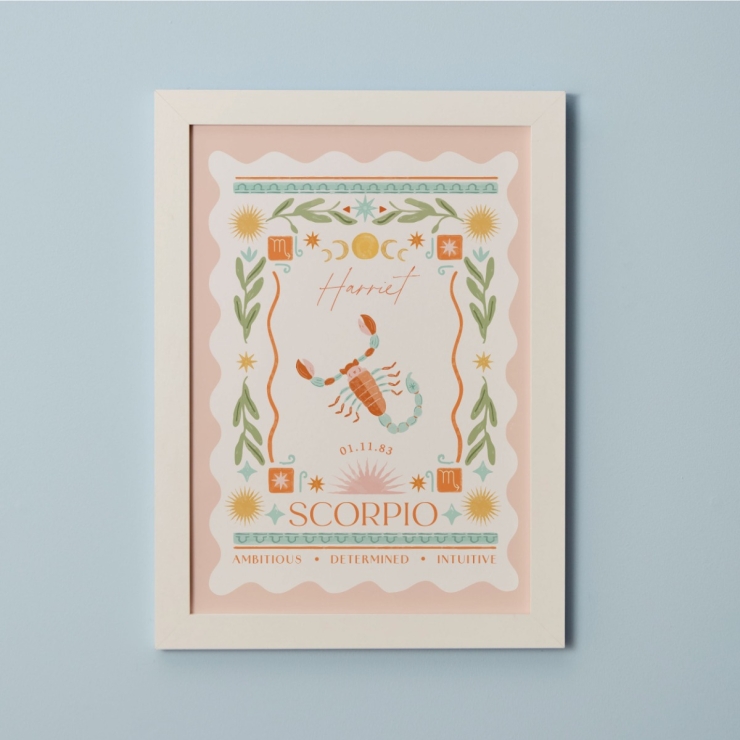 Personalised Zodiac Sign Framed Wall Print