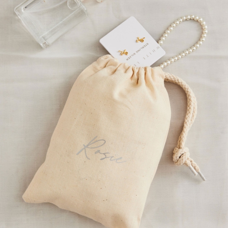 Personalised Script Font Drawstring Gift Bag