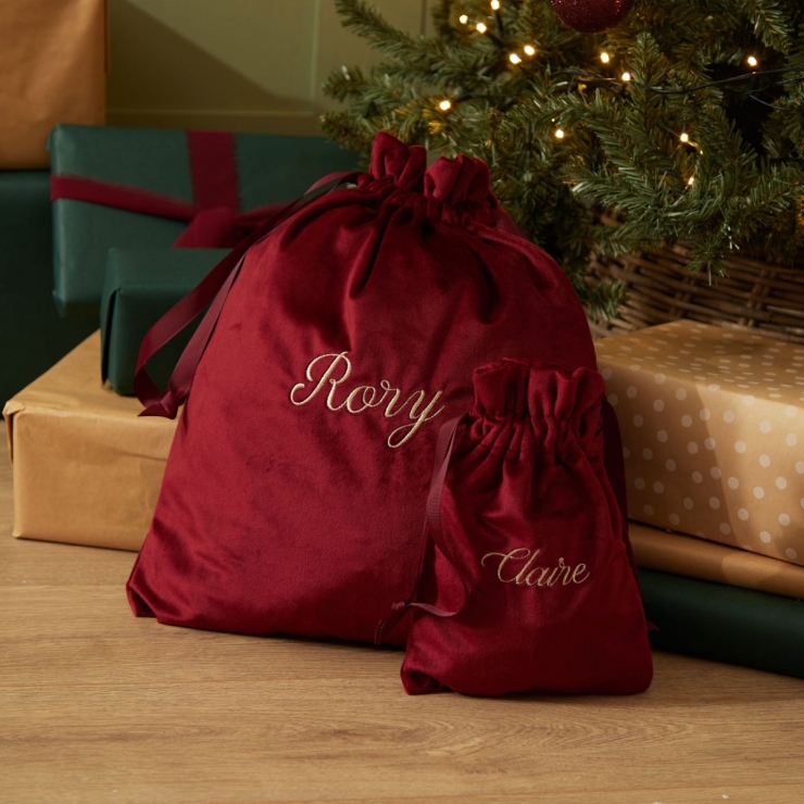 Personalised Small Script Velvet Gift Bag
