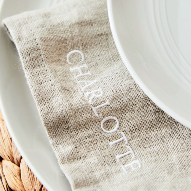 Personalised Natural Linen Napkin in Bold Font by Made Yours