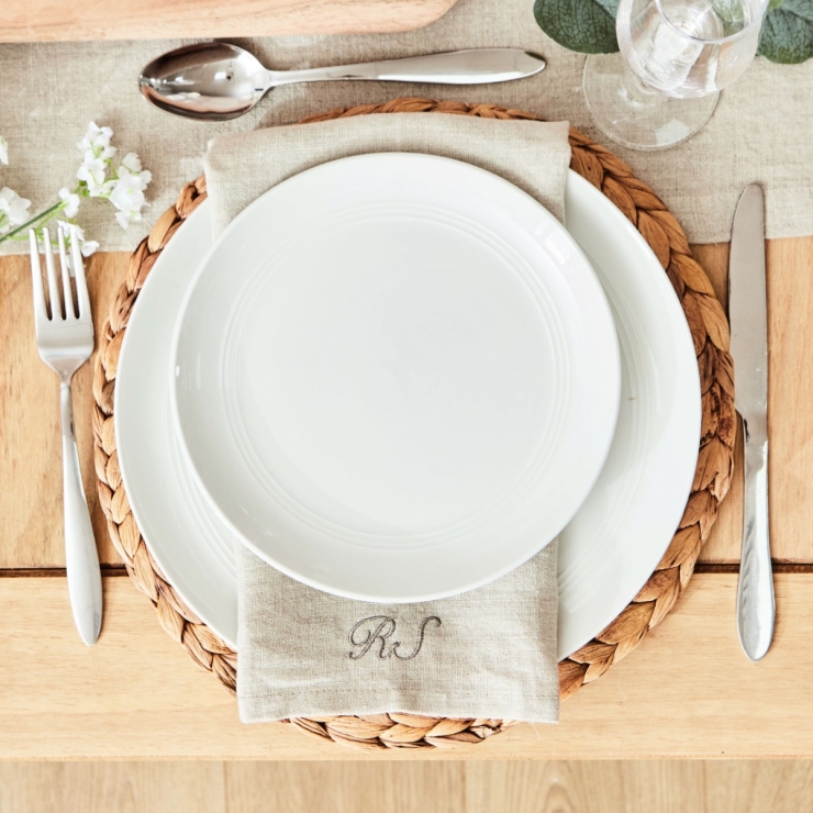 Personalised Natural Linen Napkin in Script Font by Made Yours