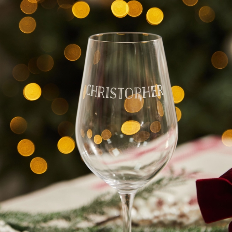 Personalised Inline Font Red Wine Glass
