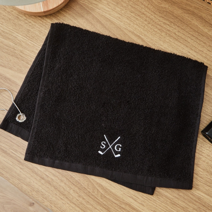 Personalised Initial Black Golf Towel
