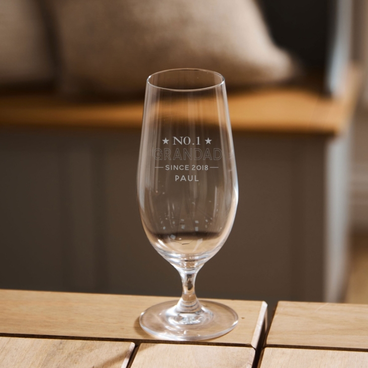 Personalised No. 1 Grandad Tulip Beer Glass