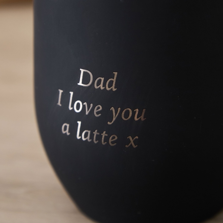 Personalised Black Travel Coffee Cup in Stainless Steel