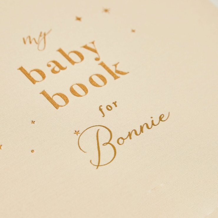 Personalised Blush and Gold My Baby Book Journal Linen Keepsake Book
