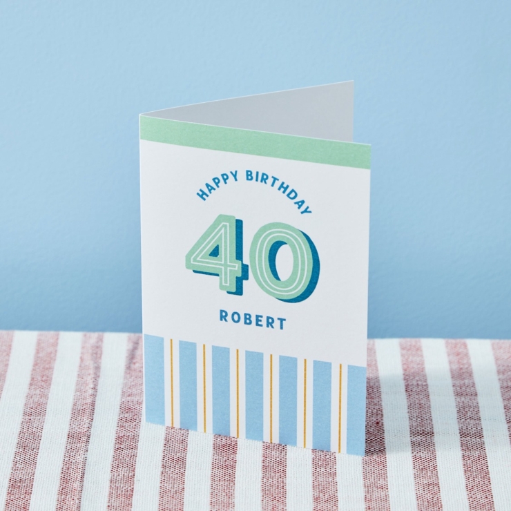 Personalised Modern Milestone 40th Birthday Card