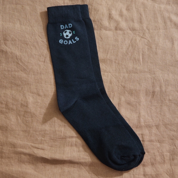 Personalised Dad Goals Navy Socks 
