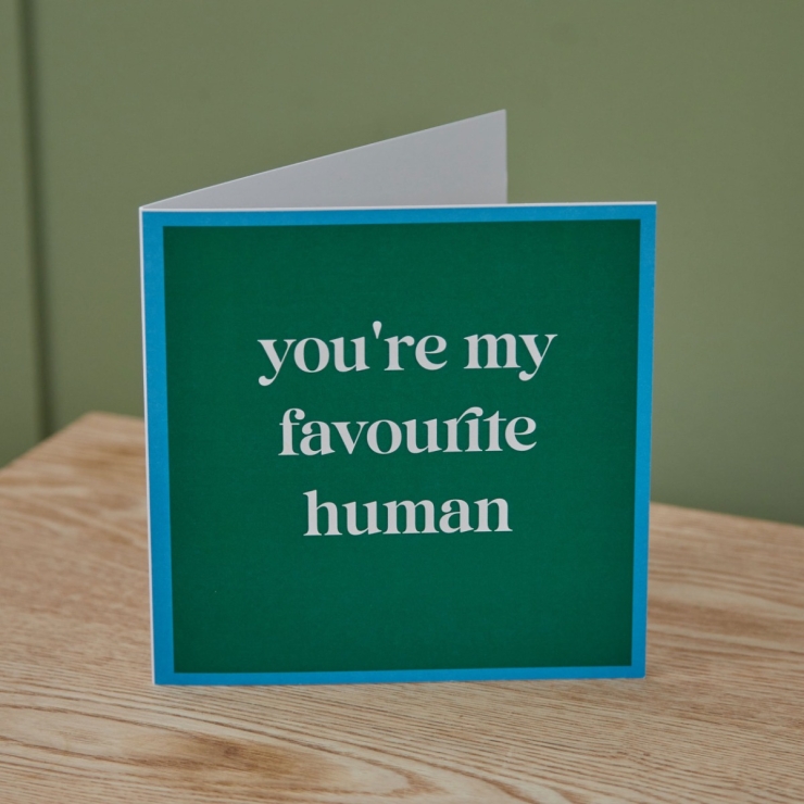 Personalised Slogan Square Card in Green/Blue