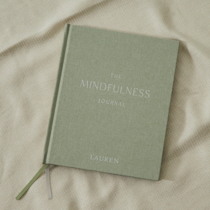 Personalised Sage Linen Mindfulness Journal