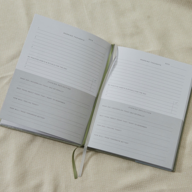 Personalised Sage Linen Mindfulness Journal