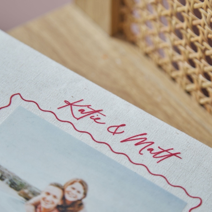 Personalised Our Story Heart Linen Photo Album