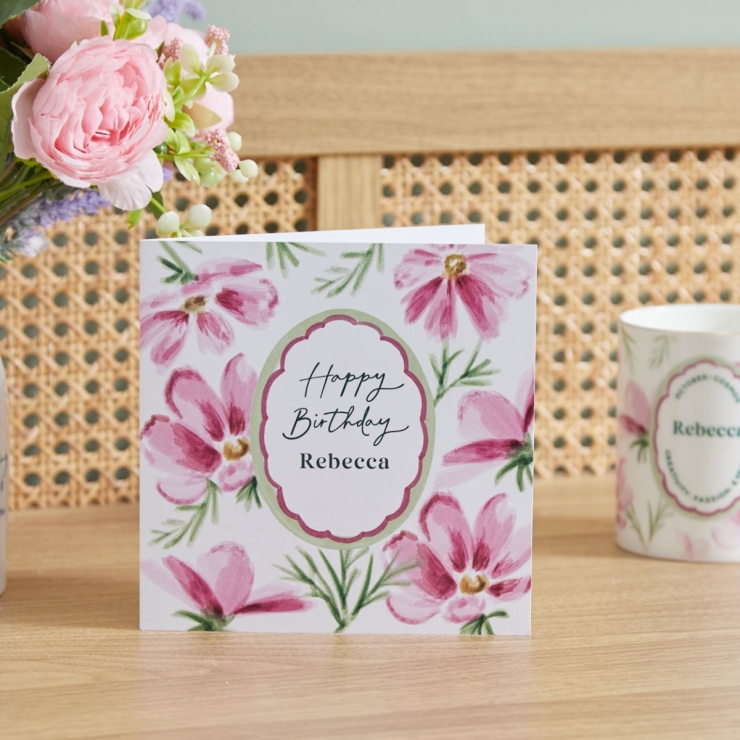 Personalised Birth Flower Square Card