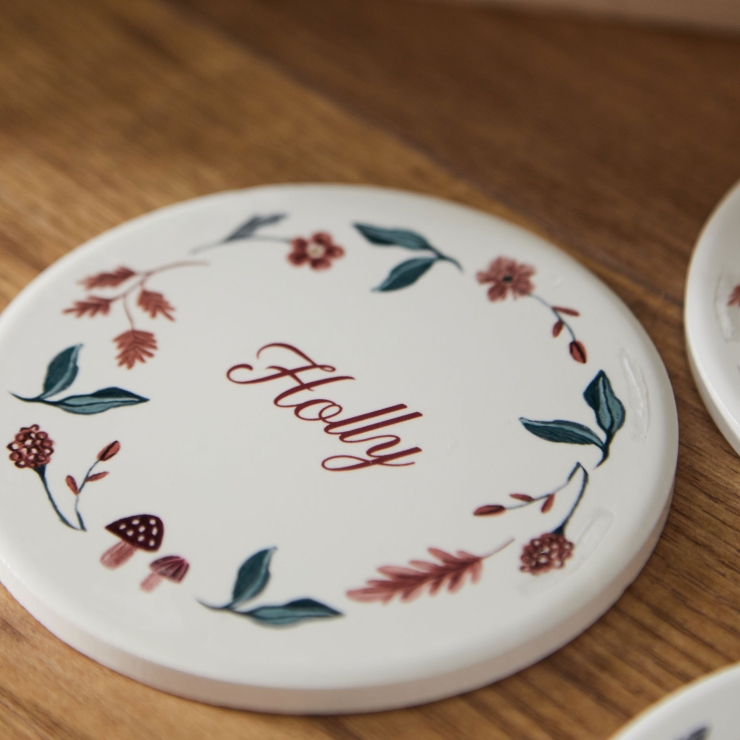 Personalised Set of 4 Autumn Ceramic Coasters