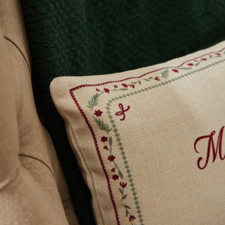 Personalised Linen Merry Christmas Cushion 