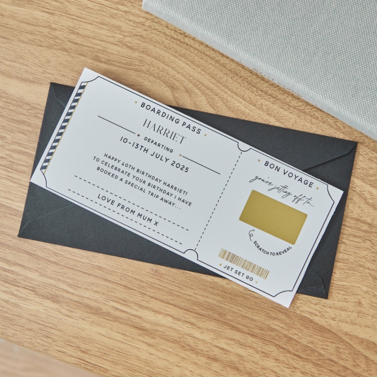 Personalised Scratch & Reveal Boarding Pass Ticket Gift