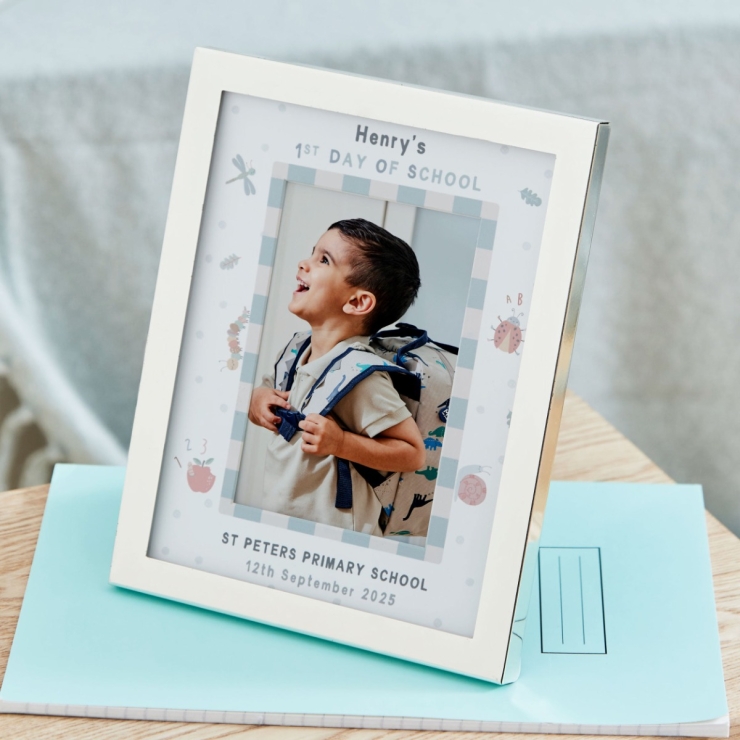 Personalized First Day Of School Photo Frame in Grey