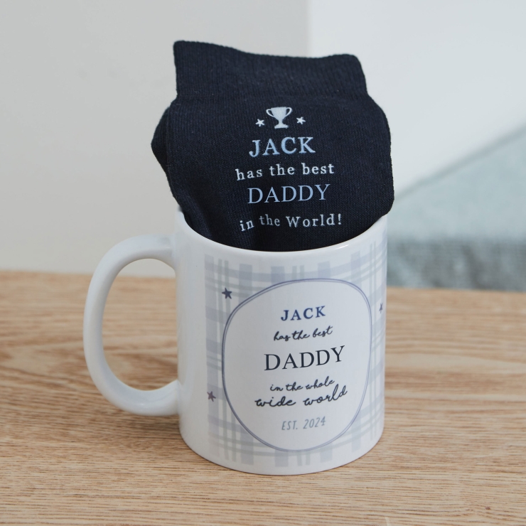 Personalised Best Dad Mug & Sock Gift Set