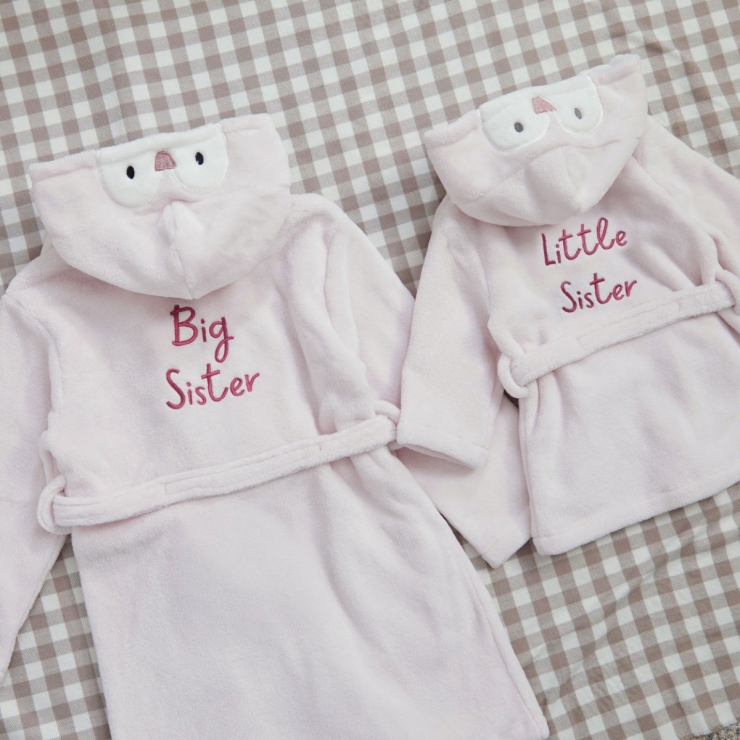 Personalised Sibling Pink Penguin Robes Gift Set
