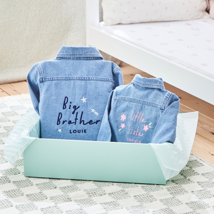 Personalized Big Sibling & Little Sibling Denim Jacket Gift Set