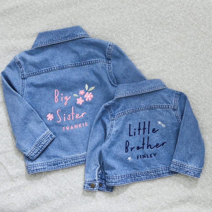 Personalized Big Sibling & Little Sibling Denim Jacket Gift Set