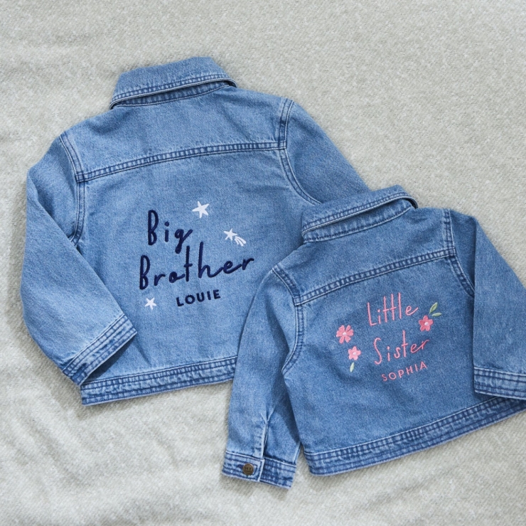 Personalized Big Sibling & Little Sibling Denim Jacket Gift Set