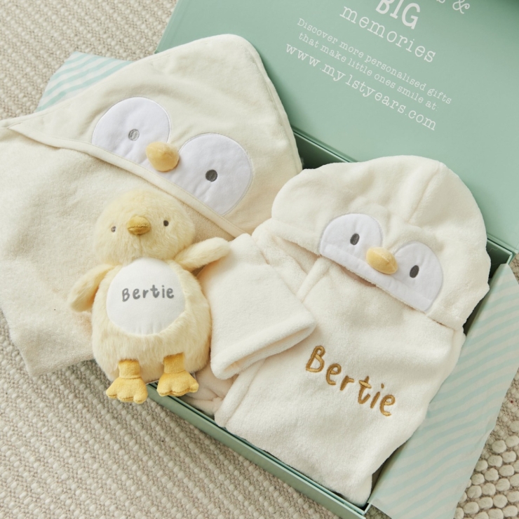 Personalised Chick Splash, Snuggle and Cuddle Gift Set