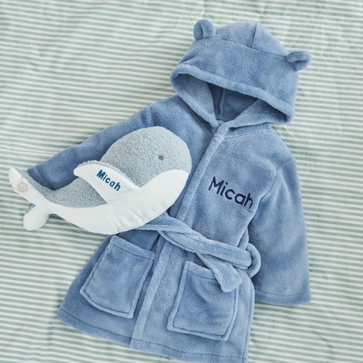 Personalised Blue Whale Snuggle and Cuddle Gift Set