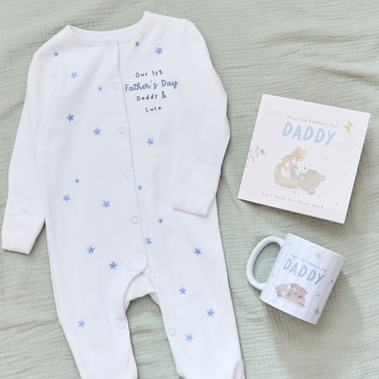 Personalised Father's Day Sleepsuit and Mug Gift Set