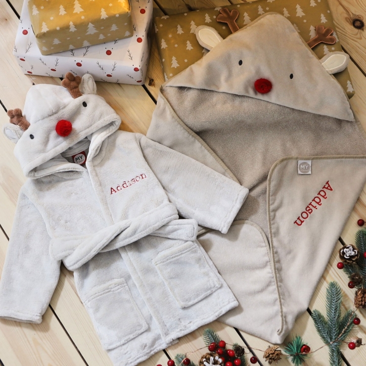 Personalised Reindeer Splash & Snuggle Gift Set